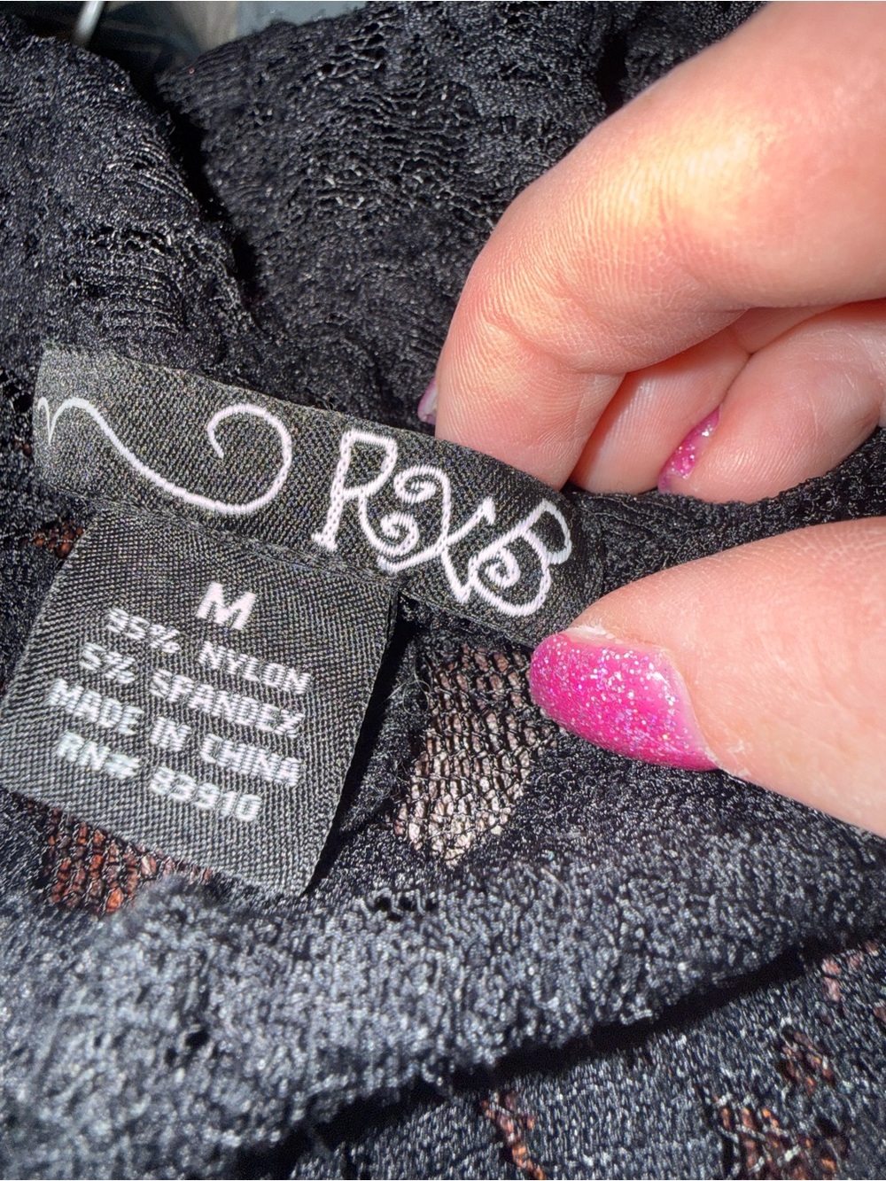 RXB Black collared Lace Button-Front Women's Top size m - Picture 5 of 5